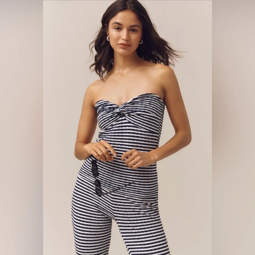 ✨ Anthropologie Striped Twist Tube Top Sz XL - Picture 3 of 6